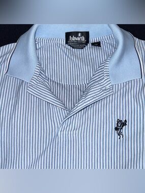 Ashworth Men’s Light Blue Striped Golf Polo size large
